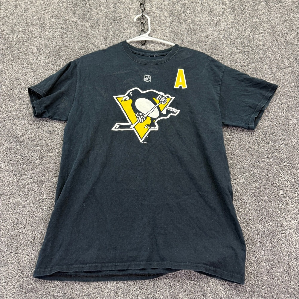 Reebok T Shirt Mens M Black Pittsburgh Penguins Evgeni Malkin 71 NHL Hockey